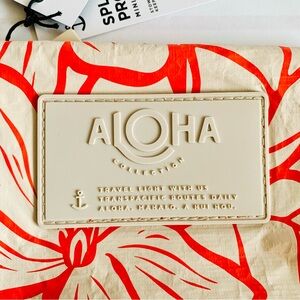 ALOHA Collection Mini Pouch Beige & Red Floral NWT Cosmetic Bag